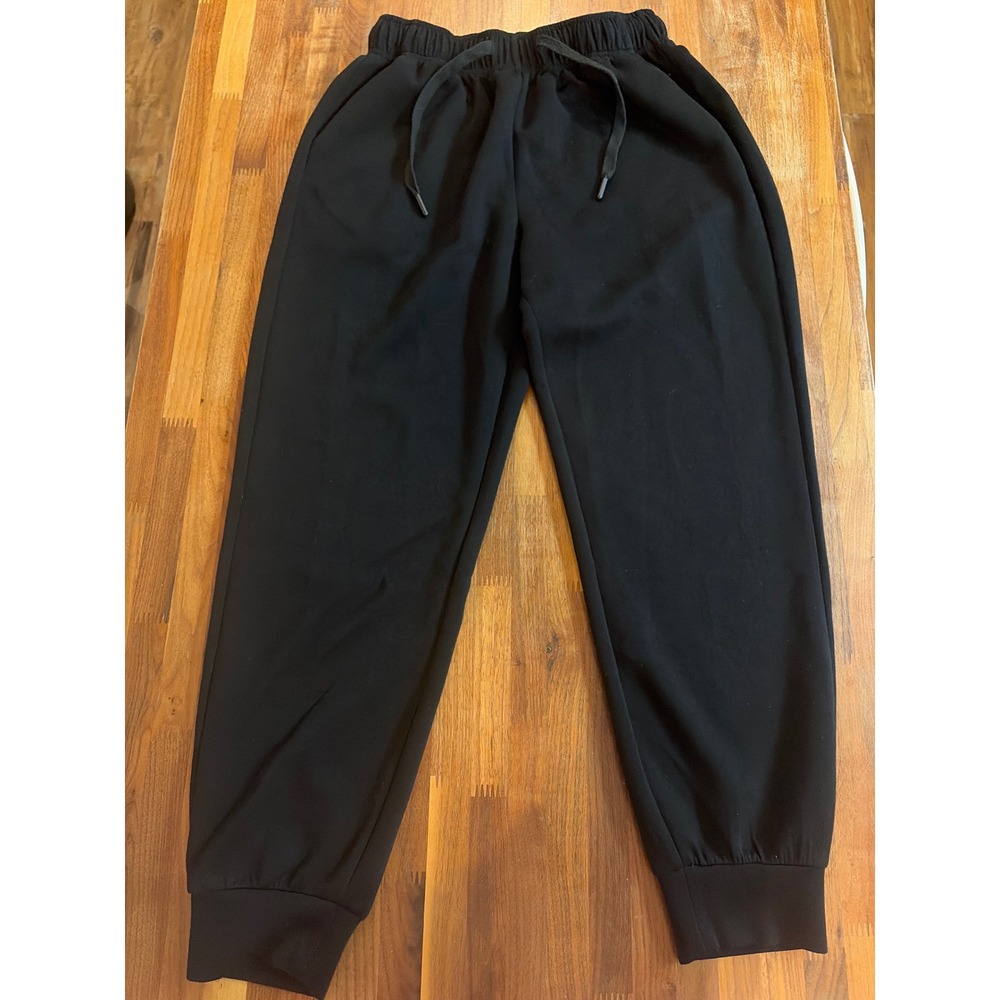 Pinspark Black Jogger Pants Elastic Drawstring Waist Cuffed Sweatpants Medium